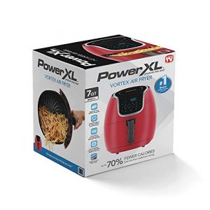 PowerXL Air Fryer Vortex - Multi Cooker with Roast, Bake, Food Dehydrator, Reheat Non Stick Coated Basket, Cookbook (7 QT, Red)