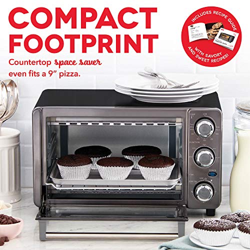 Dash Express Countertop Toaster Oven with Quartz Technology, Bake, Broil, and Toast with 4 Slice Capacity and Pizza Capability – Black