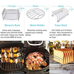 8 inch XL Air Fryer Accessories 12 pcs with Recipe Cookbook Compatible with Ninja Foodi 5&6.5&8qt (OP101,OP301,OP302,OP401,FD401) and Growise Cosori Ninja and Philips Fit all 5.3QT - 5.8QT