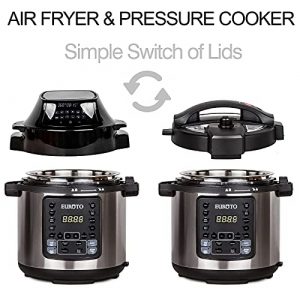 EUROTO [Newest 2021] Air Fryer Pressure Cooker, 6.5QT 28 in 1 Multi-function, Two Easy-Switch Lids, One-Touch Preset, Removable Air Fryer Top Lid Pressure Cooker top lid ,Durable Stainless Steel Pot