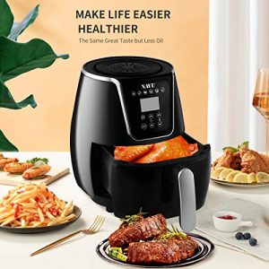 NAVU Digital Air Fryer 3.2QT/3L, 1500-Watt Compact Hot Air Fryers Oven and Oilless Cooker with Adjustable Temperature and Timer Function for Frying, Roasting, Baking and Grilling