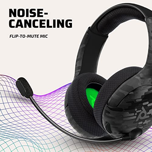PDP Gaming LVL50 Wireless Headset with Mic for Xbox One, Series X|S - PC, Laptop Compatible - Noise Cancelling Microphone, Bass Boost, Lightweight, Over Ear Headphones - Black Camo / Camoflauge