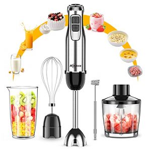 Makoloce Immersion Hand Blender 5-in-1 800W 12-Speed Immersion Blender Handheld Stainless Steel With Whisk, Milk Frother, Chopper, Grinder Bowl, Measuring Cup for Puree, Baby Food, Smoothies, Sauces