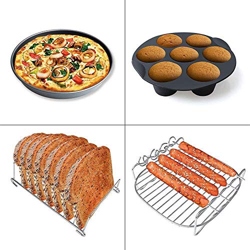 Ptsaying Air Fryer Accessories XL,15 sets 8inch Accessory Kit for COSORI Ninja Phillips Gowise Gourmia Dash Power XL Air Fryer, Fit-4.2-6.8QT Air Fryer with 8 Inch Cake Pan, Pizza Pan, Silicone Baking Cup