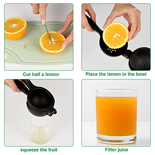 TLIEAO Lemon Squeezer Large Citrus Squeezer Manual Lime Juicer Hand Press Ergonomic Heavy Duty Orange Squeezer for Fruits, Lemons & Limes, Black