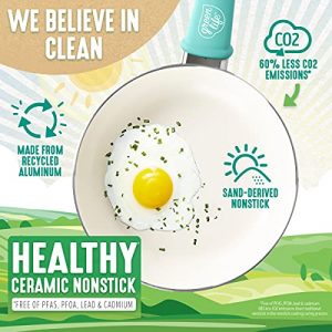GreenLife Soft Grip Healthy Ceramic Nonstick 16 Piece Cookware Pots and Pans Set, PFAS-Free, Dishwasher Safe, Turquoise