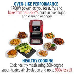 Deco Chef 12.7 QT Digital Air Fryer Oven with 8 Preset Cooking Modes,1700W Power, Cool-Touch Housing, Includes Rotisserie Set, 3 Roasting Racks, Oil Drip Tray, Rotating Basket, ETL Certified (Red)
