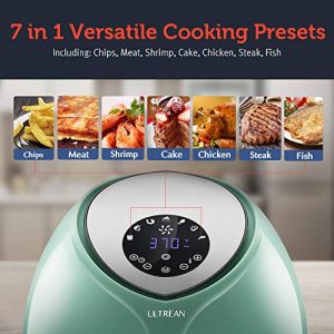 Ultrean Air Fryer 6 Quart, Large Family Size Electric Hot Air Fryers XL Oven Oilless Cooker with 7 Presets, LCD Digital Touch Screen and Nonstick Detachable Basket,UL Certified,1700W (Blue)