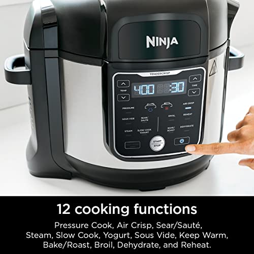 Ninja OS401 Foodi 12-in-1 XL 8 qt. Pressure Cooker & Air Fryer that Steams, Slow Cooks, Sears, Sautés, Dehydrates & More, with 5.6 qt. Cook & Crisp Plate & 15 Recipe Book, Silver
