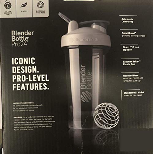 BlenderBottle Pro Series Shaker Bottle BlenderBall Rounded Base with SpoutGuard, 24 Ounce, 2-Pack (Black - Orange)