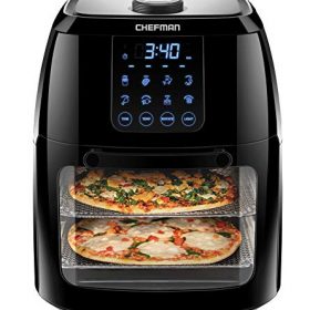 Chefman 6.3 Quart Digital Air Fryer+ Rotisserie, Dehydrator, Convection Oven, 8 Touch Screen Presets Fry, Roast, Dehydrate & Bake, BPA-Free, Auto Shutoff, Accessories Included, XL Family Size, Black