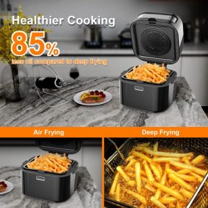 WETIE AF61 Air Fryer, 7 Quart Air Fryer Oven Oilless Cooker, 1400W Air Fryer Toaster Oven, Visible Window, Non-stick Basket Dishwasher Safe, Suitable for Families of 4 to 8, Black