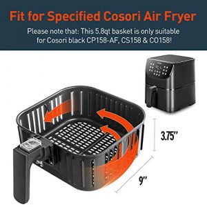 COSORI Smart WiFi Air Fryer 5.8QT(100 Recipes), 1700-Watt Programmable Base for Air Frying & Air Fryer Replacement Basket 5.8QT For COSORI Black CP158-AF, CS158 & CO158 Air Fryers