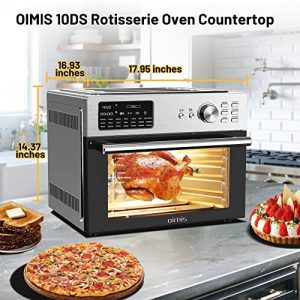 OIMIS Toaster Oven Air Fryer Combo,32QT Extra Large Oven Countertop,Stainless Steel Air Fryer with Rotisserie,21 Preset Multifunctional Ovens,7 Accessories,cETL Certified,Manufacturer,Silver