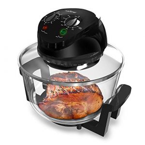 NutriChef Convection Countertop Toaster Oven - Healthy Kitchen Air Fryer Roaster Oven, Bake, Grill, Steam Broil, Roast & Air-Fry , Includes Glass Bowl, Broil Rack and Toasting Rack, 120V - PKCOV45