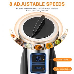 REDMOND 500 Watt 8-Speed Immersion Multi-Purpose Hand Blender Heavy Duty Copper Motor Brushed 304 Stainless Steel With Whisk, Milk Frother Attachments, HB004