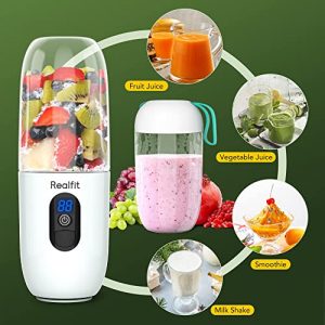 Portable Blender, Realfit 17 Oz Personal Small Blender Bottle with 4800mAh for Shakes and Smoothies, USB Rechargeable Mini Blender for Kitchen and Travel