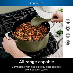 Ninja CW202GN Foodi NeverStick PossiblePot, Premium Set with 7-Quart Capacity Pot, Roasting Rack, Glass Lid & Integrated Spoon, Nonstick, Durable & Oven Safe to 500°F, Olive Green