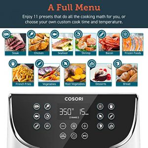 COSORI Air Fryer(100 Recipes, Rack & 5 Skewers),5.8QT Electric Hot Air Fryers Oven Oilless Cooker,11 Presets, 1700W,White & Air Fryer Accessories XL (C158-6AC), Set of 6 Fit all 5.8Qt, 6Qt Air Fryer