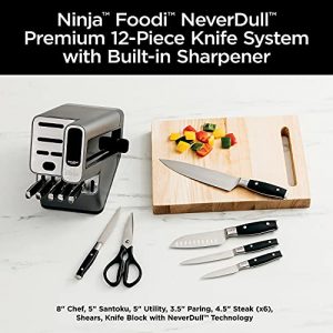Ninja K32012 Foodi NeverDull Premium Knife System, 12 Piece Knife Block Set, Stainless Steel/Black