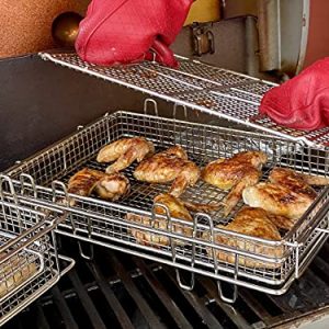 Basquettes to Air-Fry, Crisp, Roast, Rotisserie, Dehydrate, Grill, Smoke in Ovens and Grills. High-Capacity 6-Piece Basket Set.