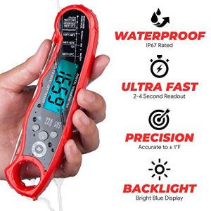 Alpha Grillers Instant Read Meat Thermometer for Grill and Cooking. Best Waterproof Ultra Fast Thermometer with Backlight & Calibration. Digital Food Probe for Kitchen, Outdoor Grilling and BBQ!
