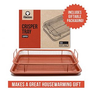 Chef Pomodoro Copper Crisper Tray, Deluxe Air Fry in Your Oven, 2-Piece Set, Baking Pan (Rectangle - Large)