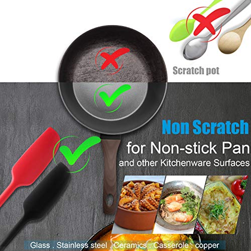 2 Pieces Long Handle Silicone Jar Spatula Non-Stick Rubber Scraper Heat Resistant Spatula Silicone Scraper for Jars, Smoothies, Blenders Cooking Baking Stirring Mixing Tools, Black