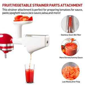 KITCHTREE Fruit & Vegetable Strainer Attachment Set - Includes Food Grinder Attachment and Sausage Stuffer Tubes, Compatible with KitchenAid Stand Mixers