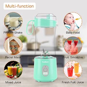 TopEsct Portable Blender, Personal Size Blender Shakes and Smoothies, Mini Blender, with Powerful Motor 4000mAh USB Rechargeable Juicer Cup, for Home, Travel, Office, Blue
