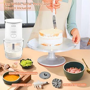 Rafow Electric Portable Food Processor - Mini Chopper with Electronic Scale 3 cup Glass Bowl Removable Stainless Steel Blades Blender for Vegetables Meats Fruits