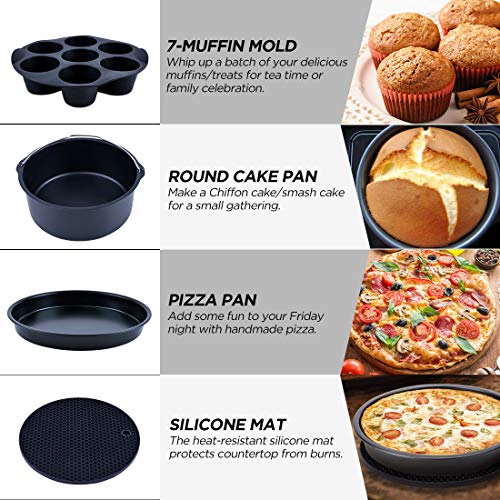 Air Fryer Accessories 12 PCS for Gowise Philips Cozyna AirFryers, Fit for 5.3QT or Larger Air Fryer with Roasting Racks, 8" Pizza Pan, Silicone Muffin Pan, 100pcs Parchment Liners, etc