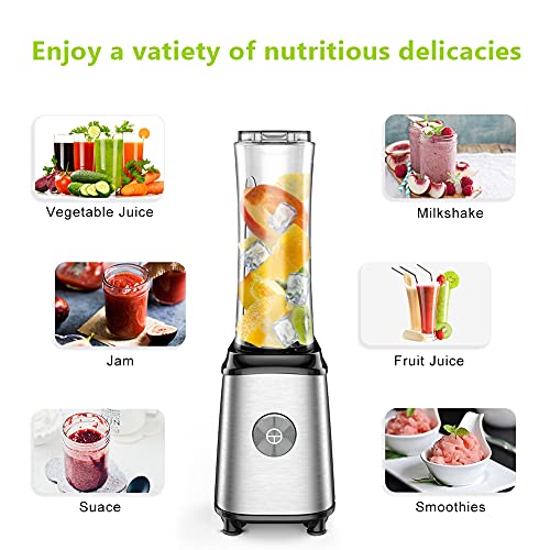 Smoothie Blender, Single Serve Blender for Smoothies and Shakes, Small Juice Blender with 2 Tritan BPA-Free 20Oz Blender Cups and Cleaning Brush