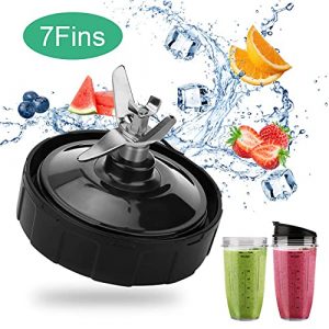 Ninja Blender Replacement Parts 7 Fins Replacement Blade and 24 oz Ninja Blender Cups with Sip & Seal Lid For Nutri Ninja Auto iQ BL682-30 BL642-30 BL450-30 BL482-30 BL687CO-30