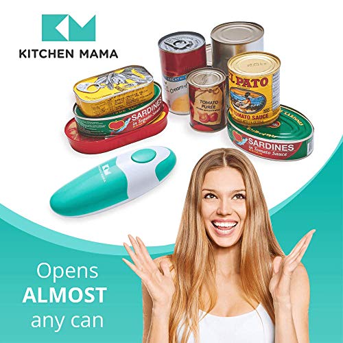 Electric Can Opener : Kitchen Mama Portable Battery Powered Automatic Smooth Edge Can Opener, Ergonomic Can Openers, One Press to Open Can for Seniors, Chef, and Daily Cooking (Teal Green)