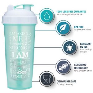 28-Ounce Shaker Bottle with Action-Rod Mixer | Shaker Cups with Motivational Quotes | Protein Shaker Bottle is BPA Free and Dishwasher Safe | Hustle Harder - Gold - 28oz