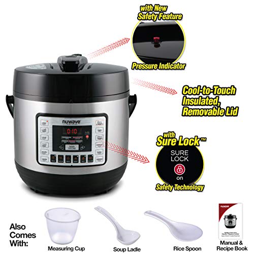 NUWAVE Nutri-Pot 6-Quart Digital Pressure Cooker with Sure-Lock Safety System; Dishwasher-Safe Non-Stick Inner Pot; 11 Pre-Programmed Presets; Detachable Pressure Pot Lid for Easy Cleaning; (6-Quart)