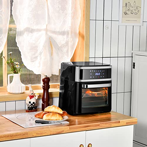 COSTWAY Air Fryer Toaster Oven, 8 in 1 Air Fryer with Touch Screen & 8 Presets, Adjustable Temperature & Time, 13.7 Quart Convection Air Fryer Countertop Oven, Roast, Bake, Fry Oil-free, Rich Accessories, 1700W