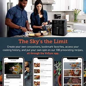 Cosori Smart WiFi Air Fryer 5.8QT(100 Recipes), 1700 Watt Programmable Base for Air Frying, Roasting and Keep Warm 11 Cooking Preset, Digital Touchscreen, 2 Year Warranty (Renewed)