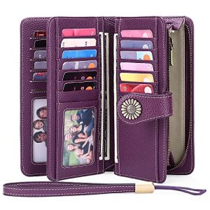 SENDEFN Wallets for Women Leather Credit Card Holder with RFID Blocking Large Capacity Wristlet