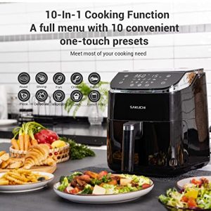 Sakuchi Air Fryer Large 5.8 Quart Air Fryers, 10-in-1 Digital Air Fryer Oven Cooker with 10 Preset Cooking Programs, LED Touch Screen, Non-Stick Tray Basket, Auto Shut-Off, Pot Dishwasher Safe, 1500W (Black) Best Women's Day Present Gift