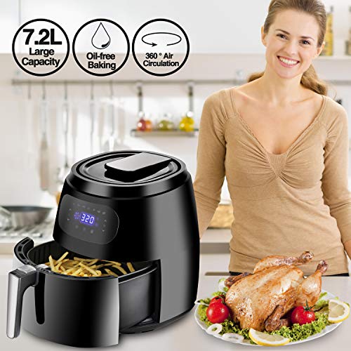 ZENY Air Fryer w/Digital Screen, XXL 7.6QT Large Air Fryer Oven w/7 Modes,1700W Hot Air Fryer Cooker w/Auto Off Function & Recipe
