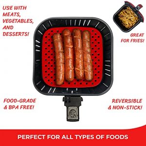 Airware Aeromats The Original Reusable Air Fryer Liners Plus Magnetic Cheat Sheet | USA Designed, 100% Food-Grade Silicone | Air Fryer Accessories COSORI, INSTANT VORTEX, GOURMIA, AND MORE 8.5