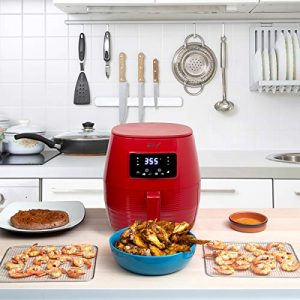 Deco Chef 5.8QT (19.3 Cup) Digital Electric Air Fryer with Accessories and Cookbook- Air Frying, Roasting, Baking, Crisping, and Reheating for Healthier and Faster Cooking (Red)