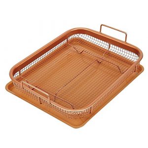 Copper Chef Copper Crisper Non-Stick Oven Baking Tray with Crisping Basket, 34 x 26 x 10 cm, 2 Piece Set