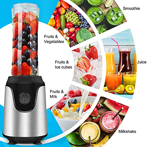 Personal Blender Countertop Smoothies Shakes: Professional Small Vegetable Food Blender Powerful Smoothie Maker Fruit Milkshake Mixer - 2x600ML Portable Travel Juice Cups One Grind Bottle & Kitchen