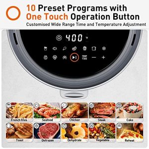 JOYOUNG Air Fryer 10 in 1 Digital Air Fryer Oven 5.8 QT with Free Recipes, Air Fryer Toaster Oven Oilless Cooker with 120° Visible Window, One Touch Screen, Nonstick Basket, Grey