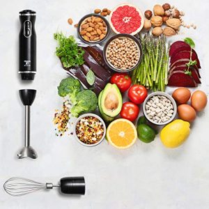 Hand Blender - With Egg Whisk, Powerful 300- Watt - Stick Blender, Hand Mixer Set Stainless Steel Shaft & Blades, Handheld Blender With Ergonomic Handle - by Moss And Stone (Black Without Chopper)