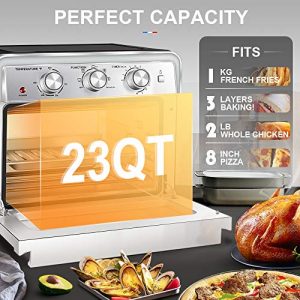 6-in-1 Large Toaster Oven, AOBOSI 1700W Multi-Function 23Qt Air Fryer Convection Toaster Oven Countertop Rotisserie & Dehydrator for Chicke, Pizza and Cookies, 6 Accessories & Recipes Included (23QT)