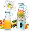 Portable Blender, Personal Blender for Shakes and Smoothies, 18oz Portable Blender USB Rechargeable, As POWERFUL As Many Countertop Blenders/Crushes Ice Cubes, Frozen Fruit, Nuts/3X MORE POWERFUL Than Most USB Personal Blenders, Leegoal Blender Bravo Blue